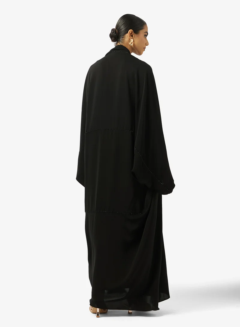 hayas closet Embellished Loose Fit High Neck Abaya